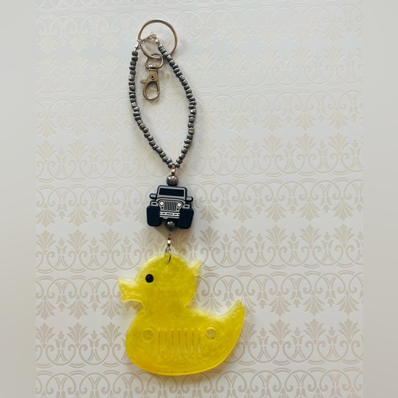Handmade Resin Duck Jeep Rearview Mirror Charm- Keychain- Backpack - Purse Charm - Picture 1 of 9